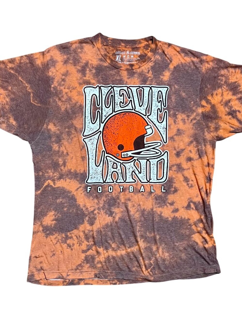 Cleveland Browns Football Tie Die Helmet Graphic T-Shirt, Men's XL